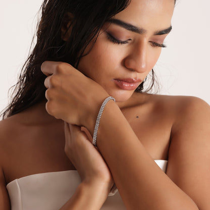 5mm White Silver-Plated Tennis Bracelet