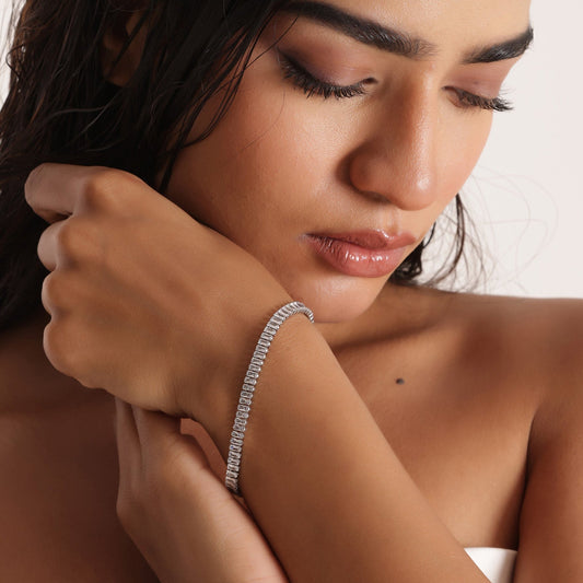 5mm White Silver-Plated Tennis Bracelet