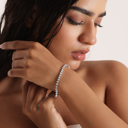 3mm Silver-Plated Round Tennis Bracelet