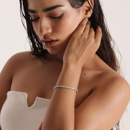 3mm Silver-Plated Round Tennis Bracelet