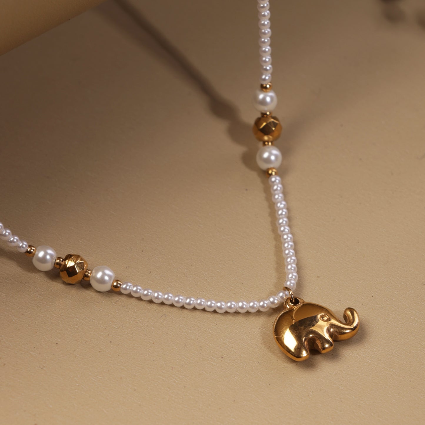 Elephant Pearls Beaded Neck Chain Pendant