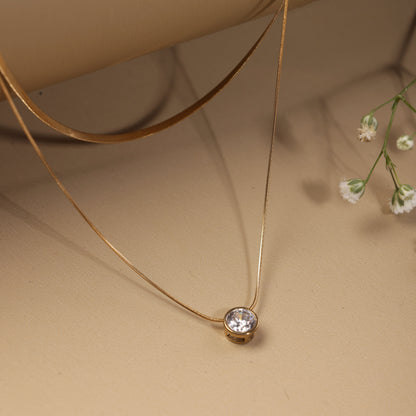 Double Layered Rhinestone Neck Chain Pendant