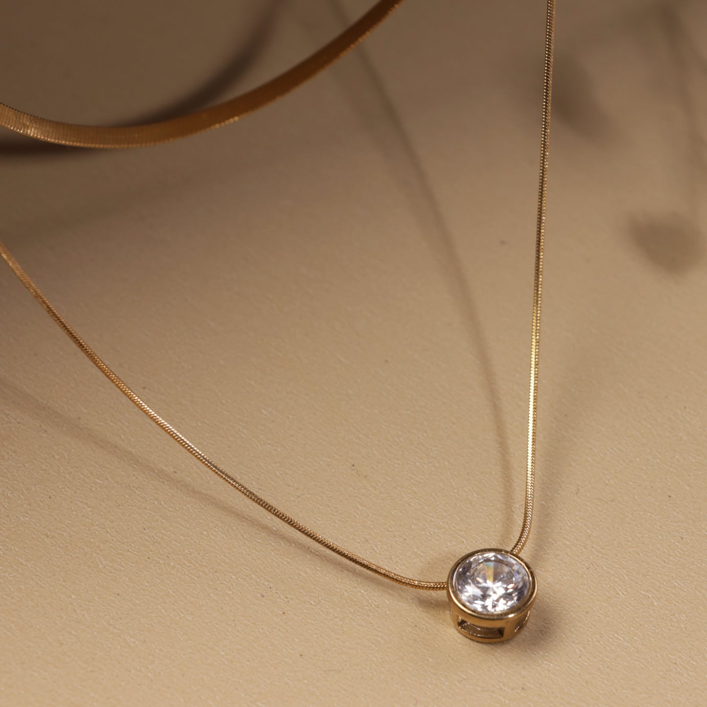 Double Layered Rhinestone Neck Chain Pendant