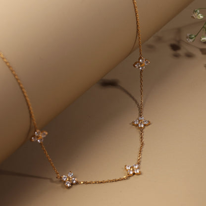Sparkling Clover Neck Chain Pendant