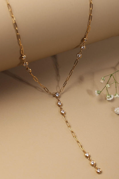 Sparkling Stone Y-Chain Necklace