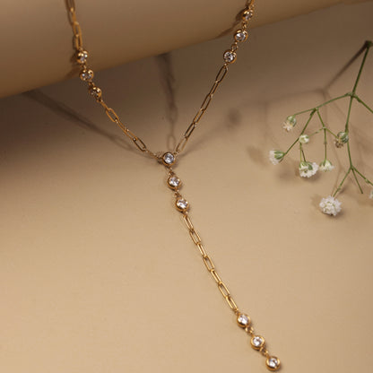 Sparkling Stone Y-Chain Necklace