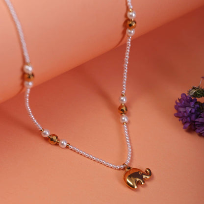 Elephant Pearls Beaded Neck Chain Pendant
