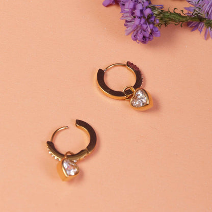 Chic Crystal Heart Hoop Earrings