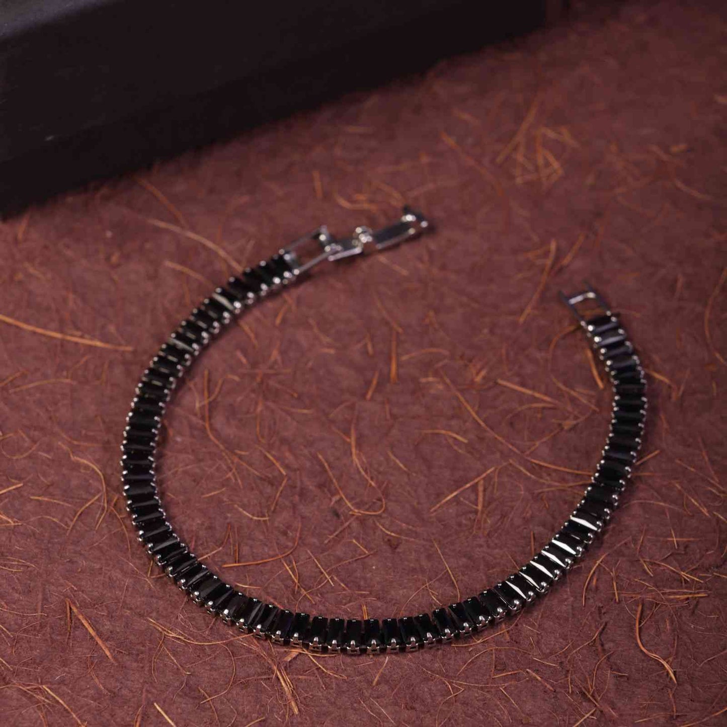 5mm Black Silver-Plated Tennis Bracelet