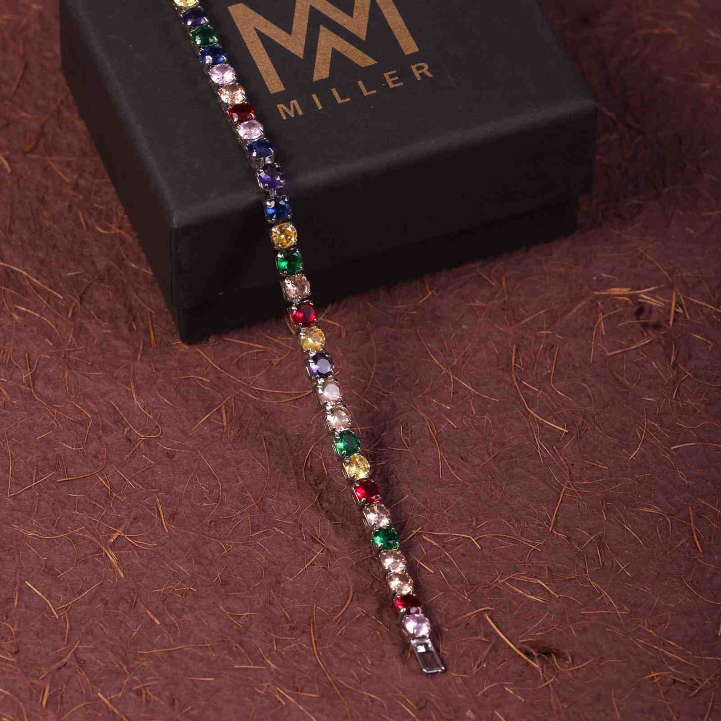 5mm Round Cut Multicolored Tennis Bracelet