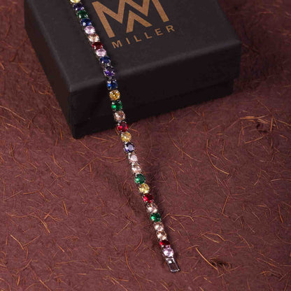 5mm Round Cut Multicolored Tennis Bracelet