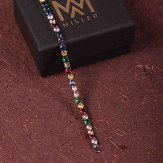 5mm Round Cut Multicolored Tennis Bracelet