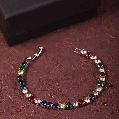 5mm Round Cut Multicolored Tennis Bracelet