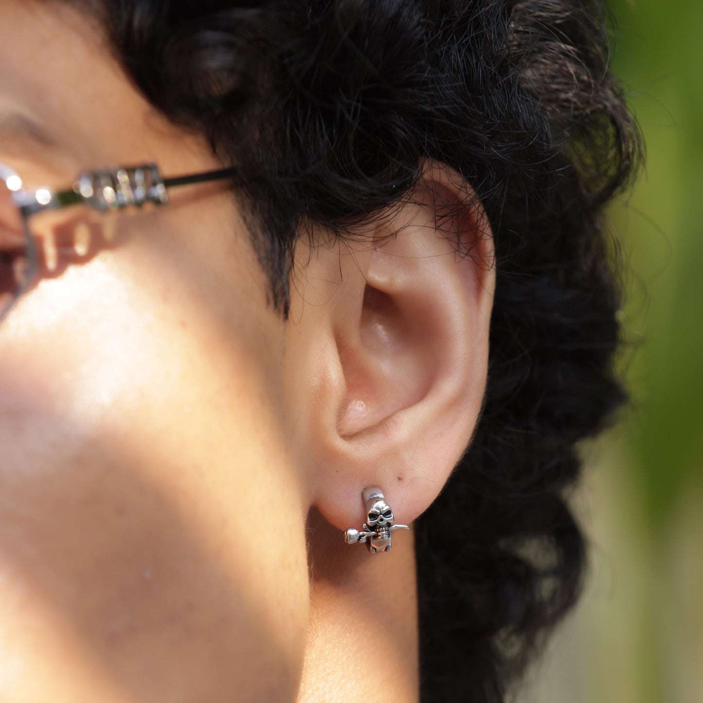 Skull Hoop Earrings - Non-Pierced