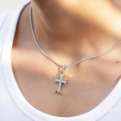 Zircon Cross Pendant With Chain