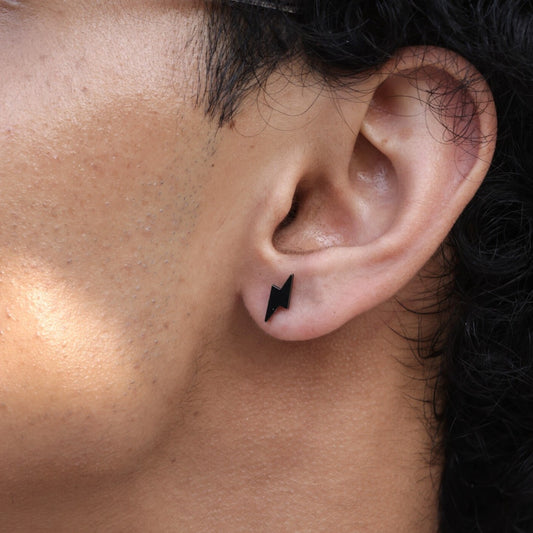 Black Thunder Stud Earrings - Pierced