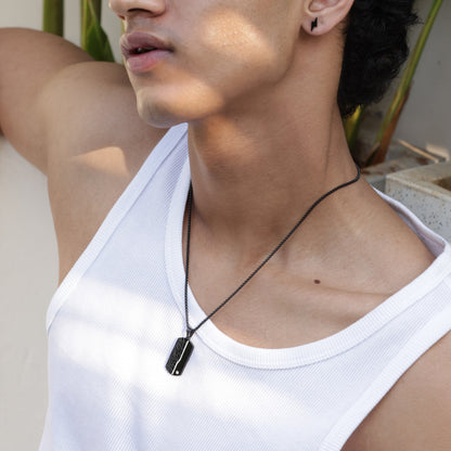 Black Square Pendant With Chain