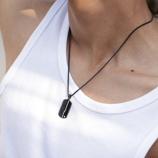 Black Square Pendant With Chain