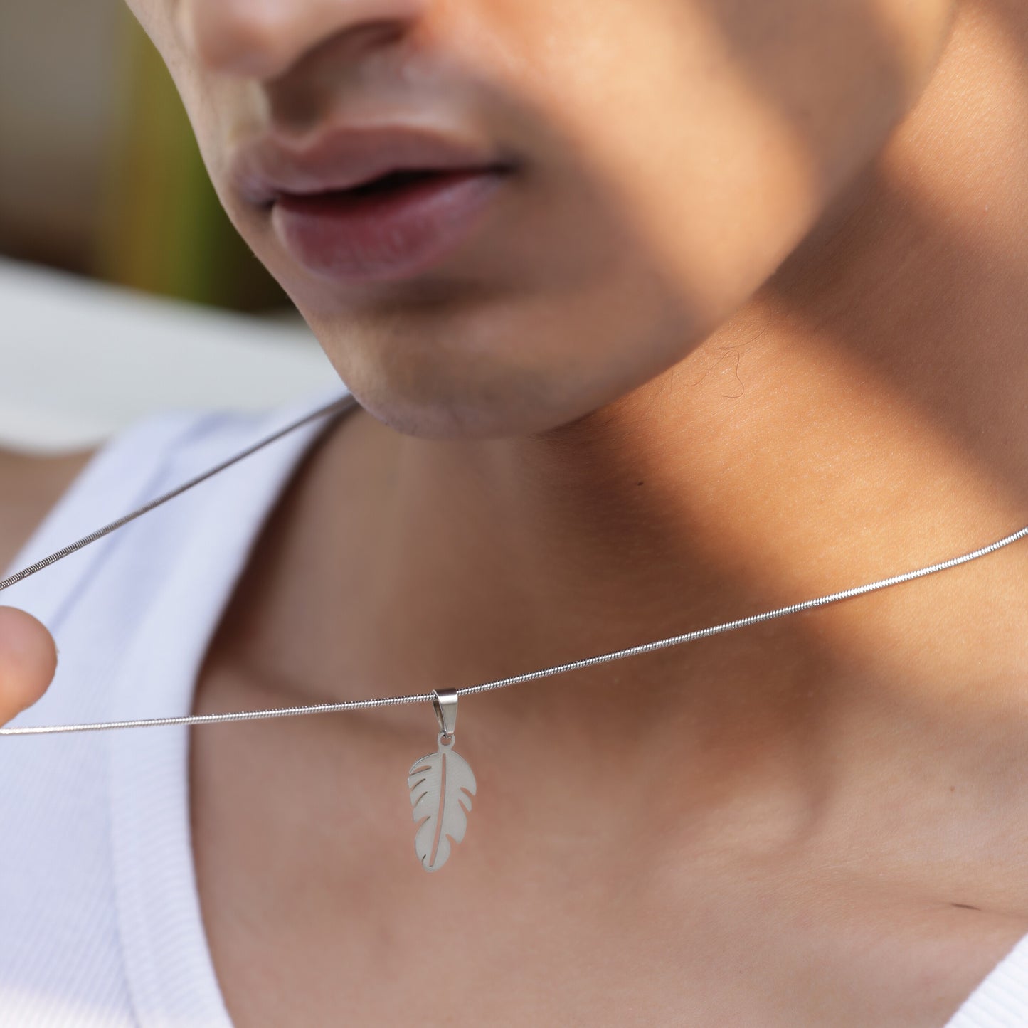 Feather Pendant With Chain