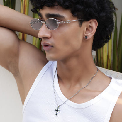 Contour Cross Pendant With Chain