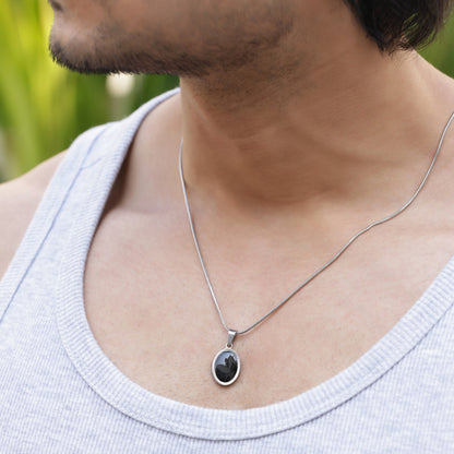 Oval Silver Pendant With Chain