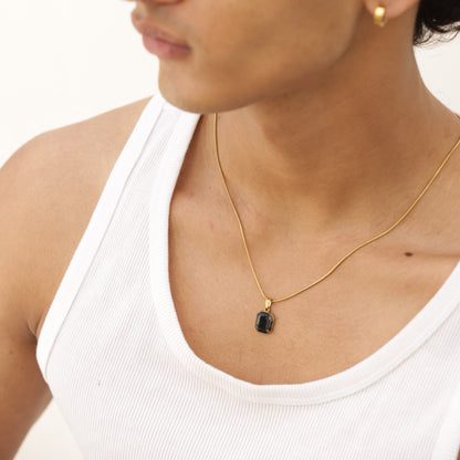 Square Gold Pendant With Chain