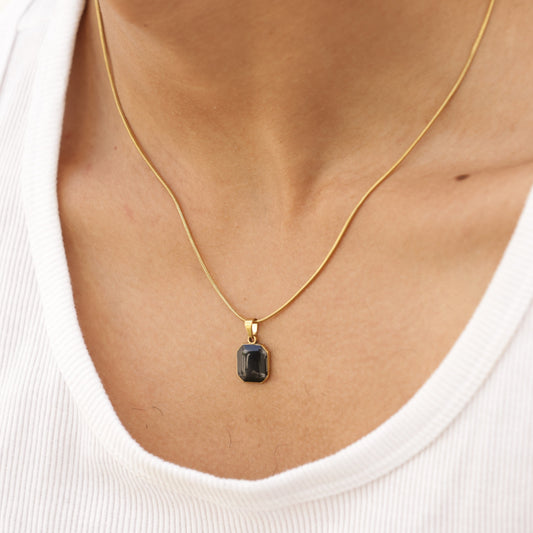Square Gold Pendant With Chain