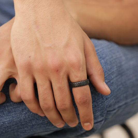Textured Black Band Ring