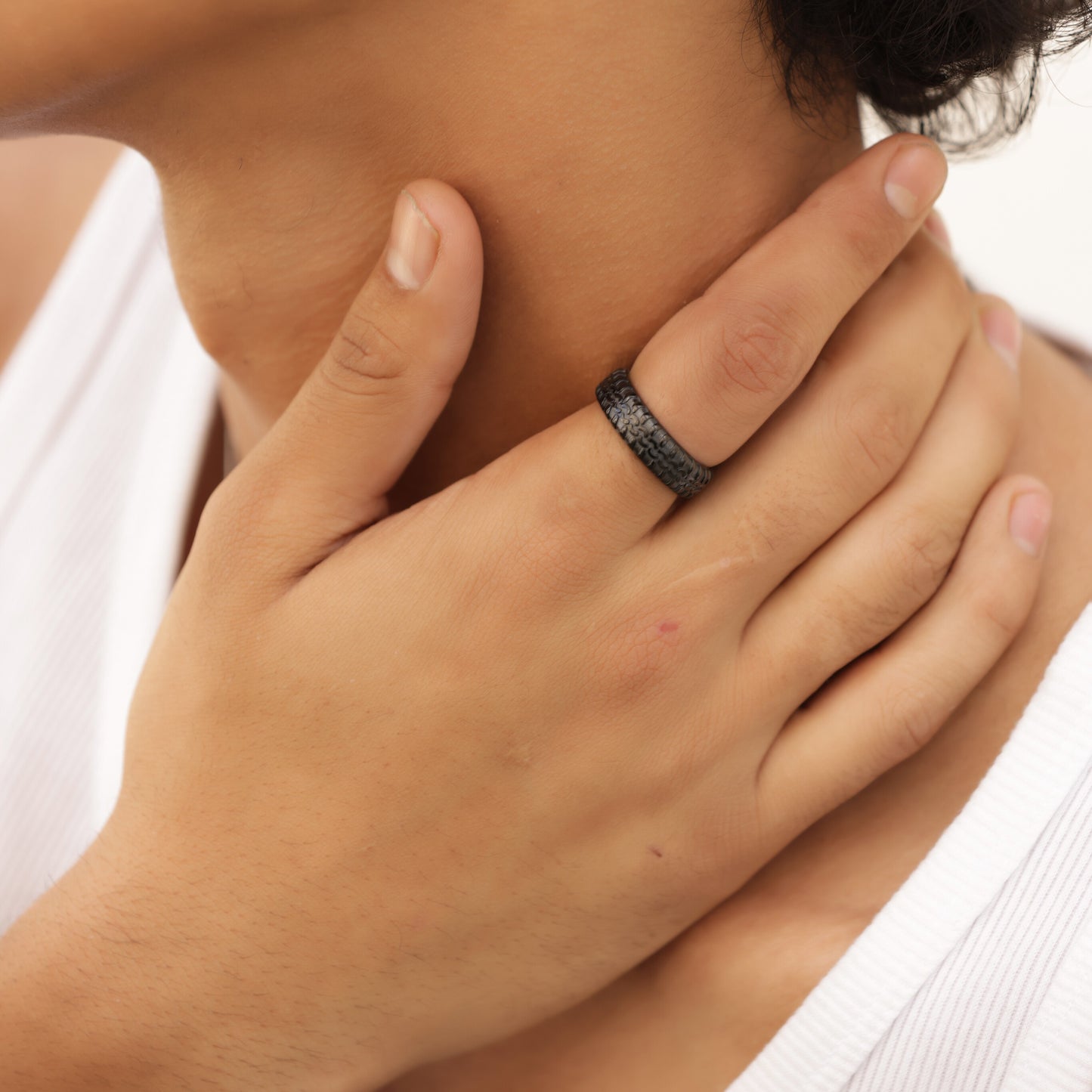 Textured Black Band Ring