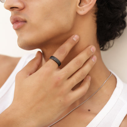 Textured Black Band Ring