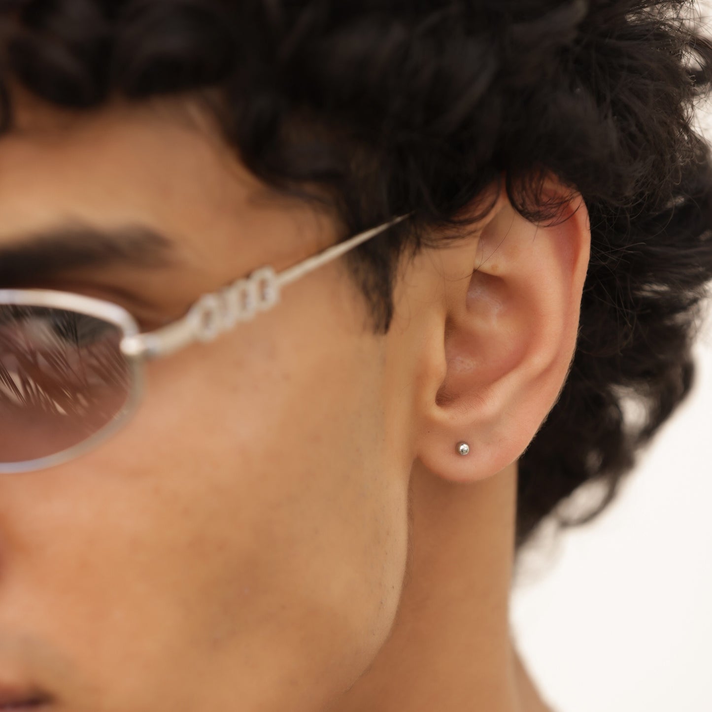Silver Ball Stud Earrings - Pierced
