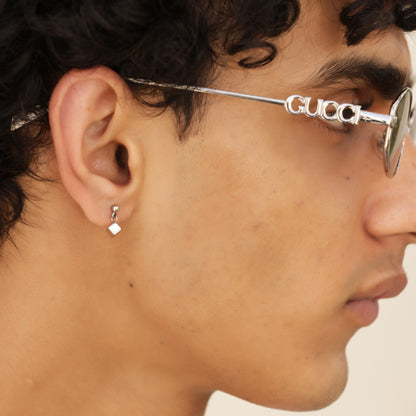 Hanging Cube Stud Earrings - Pierced