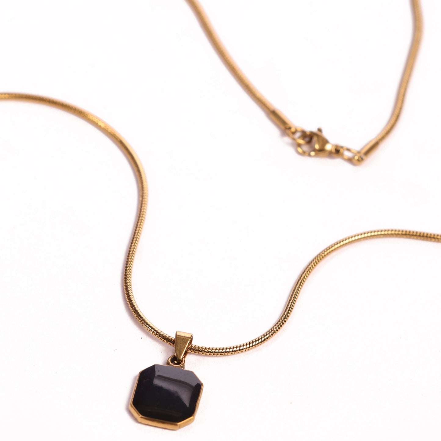 Square Gold Pendant With Chain