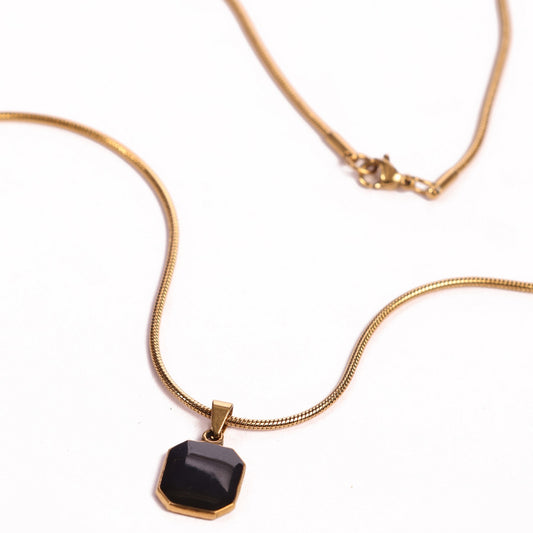 Square Gold Pendant With Chain