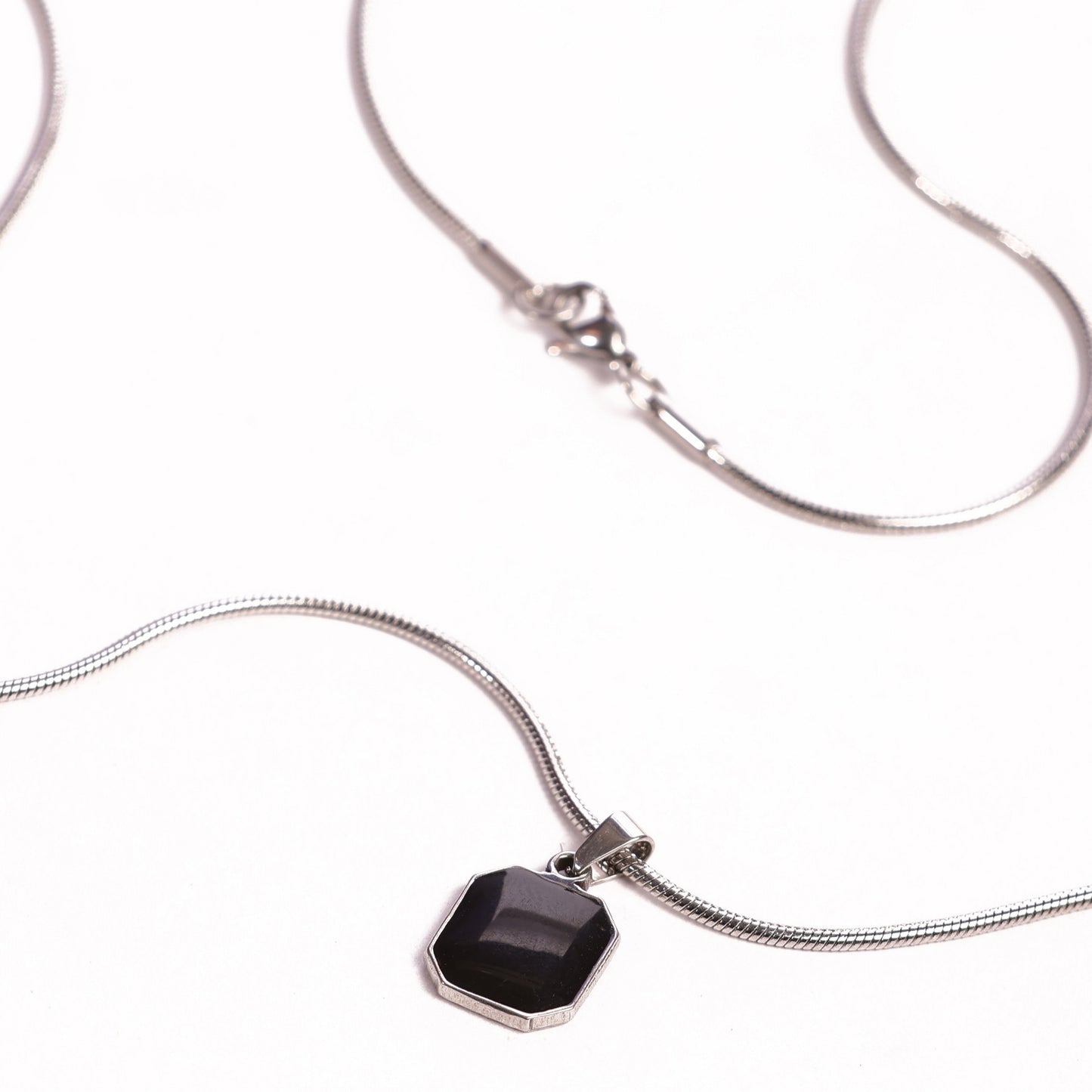 Square Silver Pendant With Chain