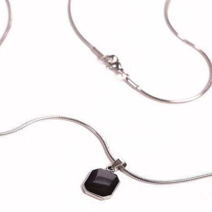 Square Silver Pendant With Chain