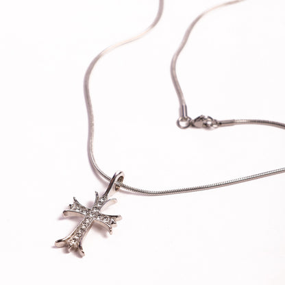 Zircon Cross Pendant With Chain