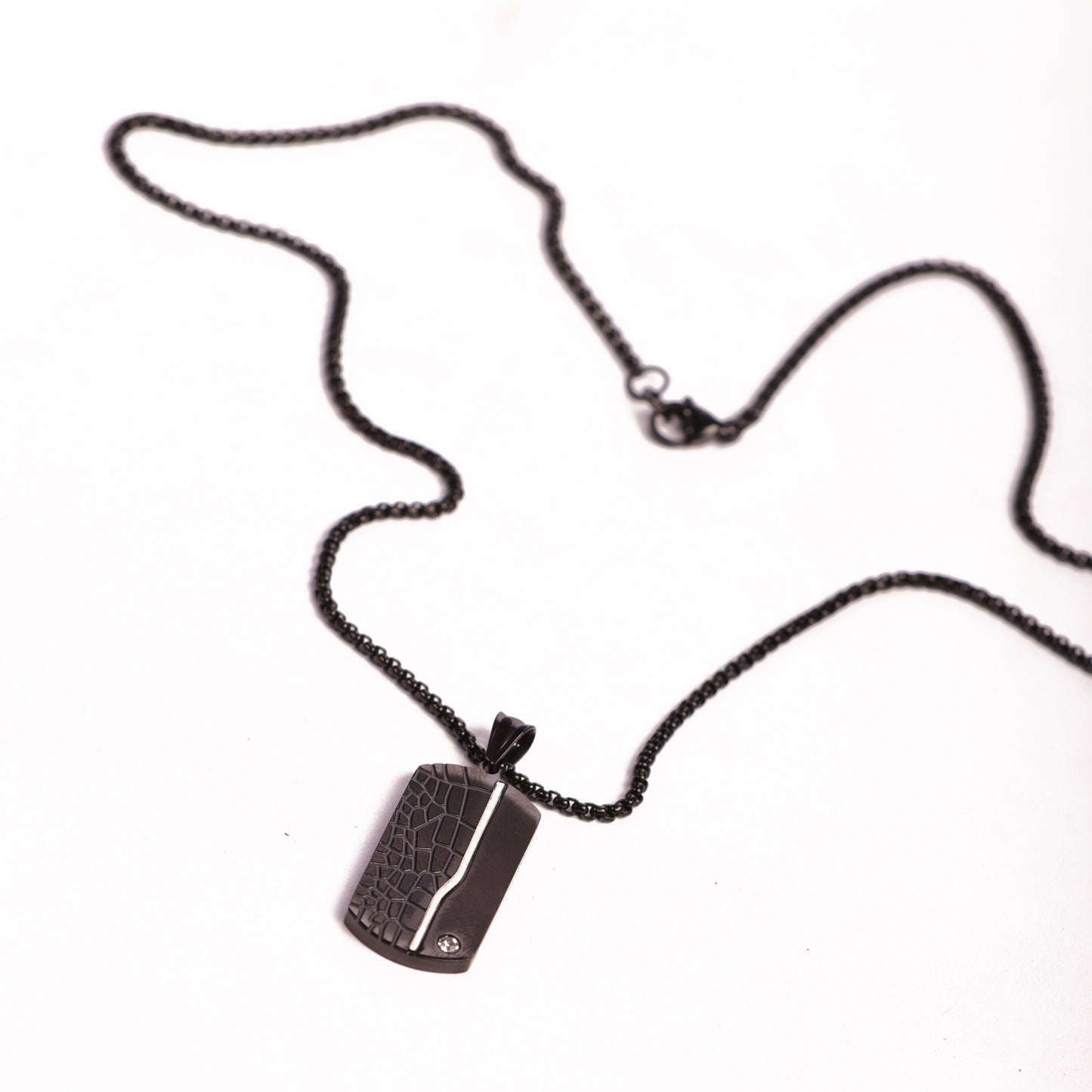 Black Square Pendant With Chain