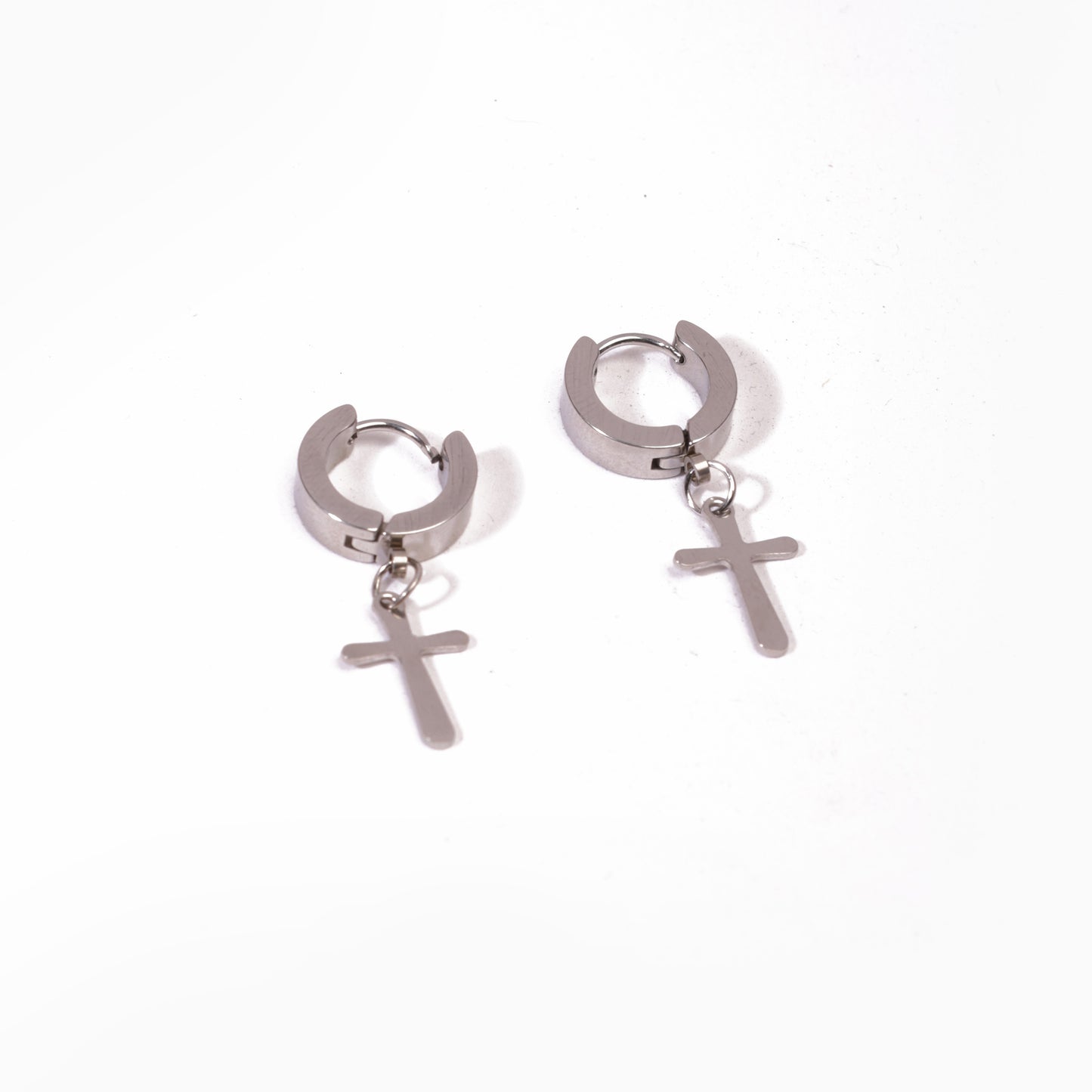 Cross Hoop Earrings - Pierced