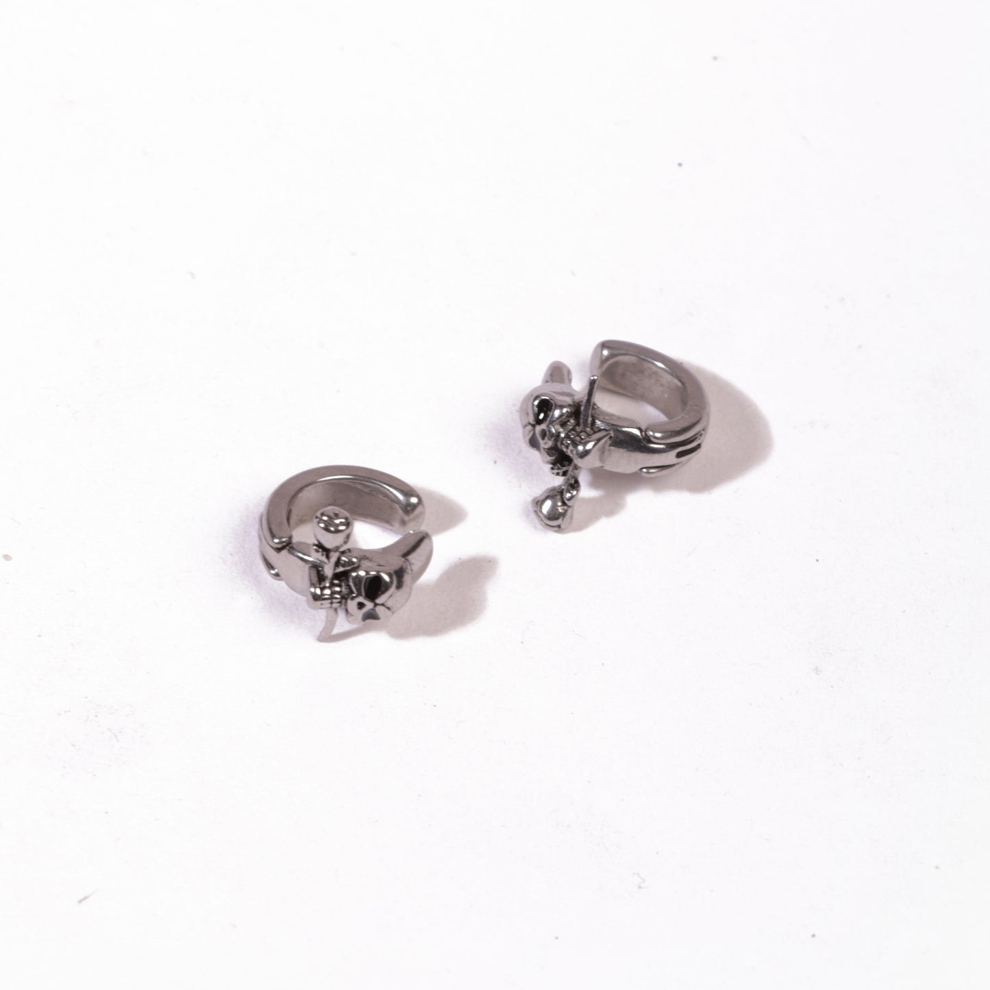 Skull Hoop Earrings - Non-Pierced
