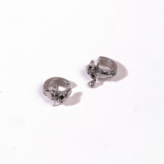 Skull Hoop Earrings - Non-Pierced