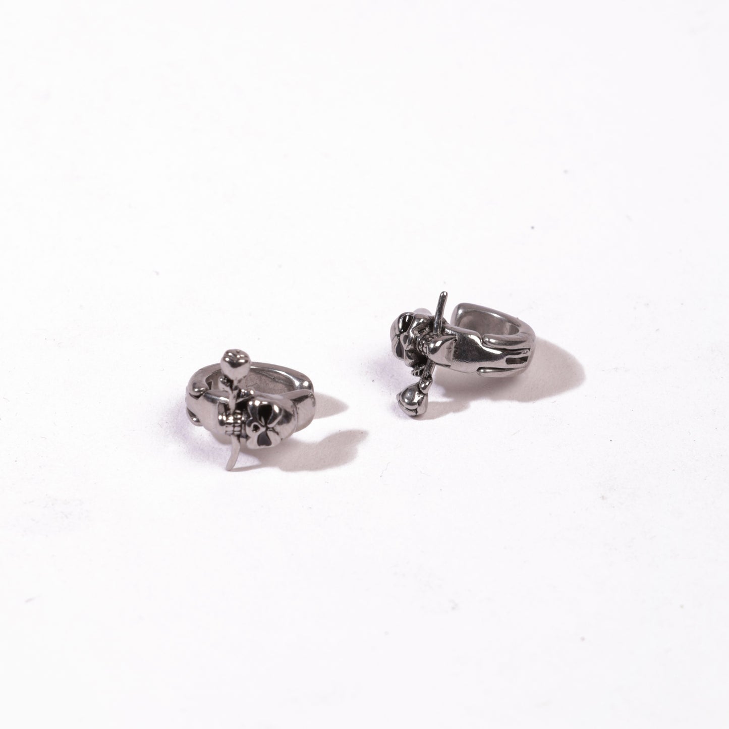 Skull Hoop Earrings - Non-Pierced