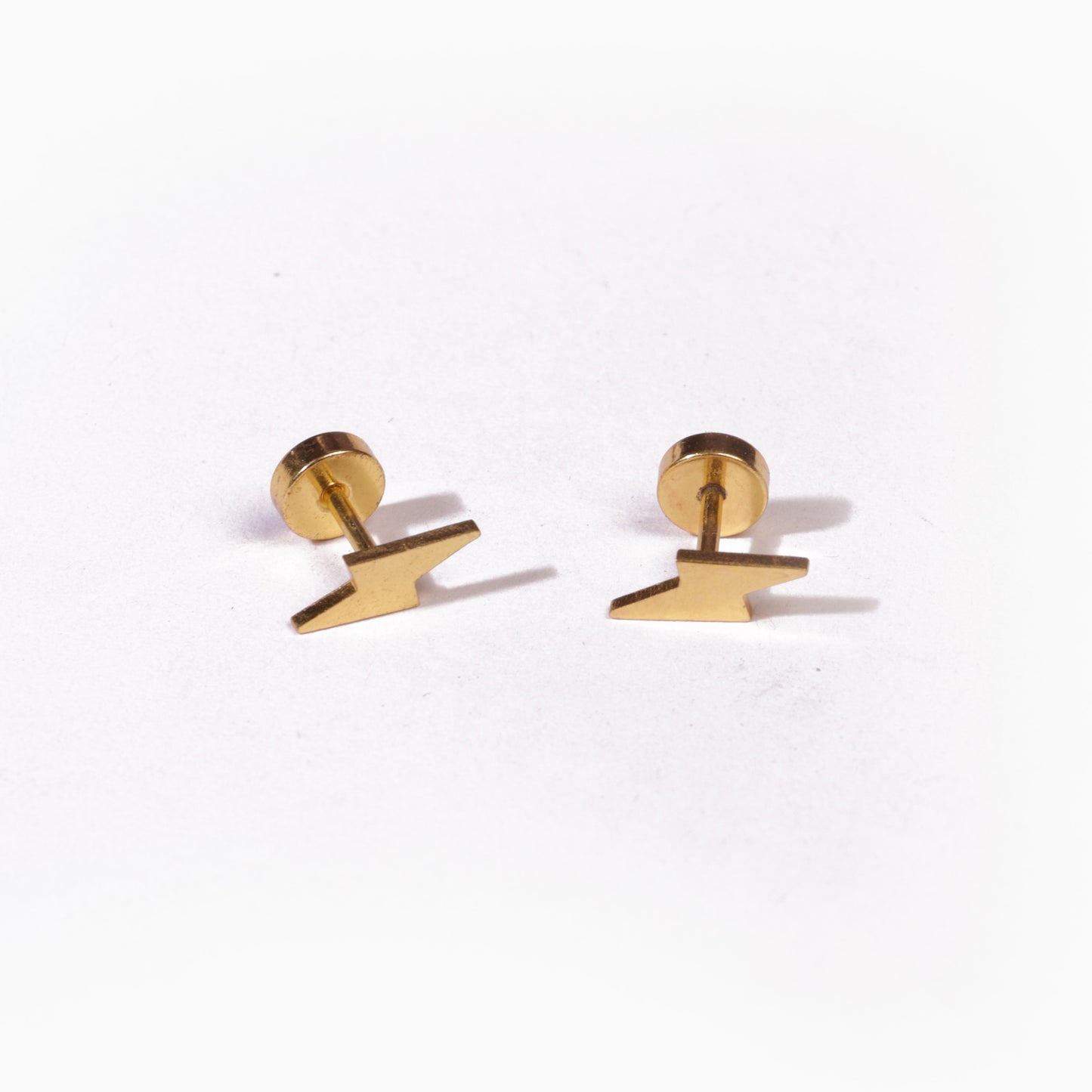 Gold Thunder Stud Earrings - Pierced