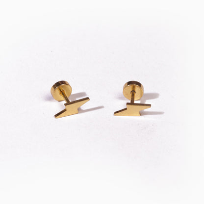 Gold Thunder Stud Earrings - Pierced