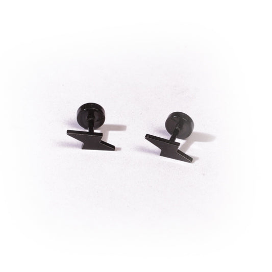 Black Thunder Stud Earrings - Pierced