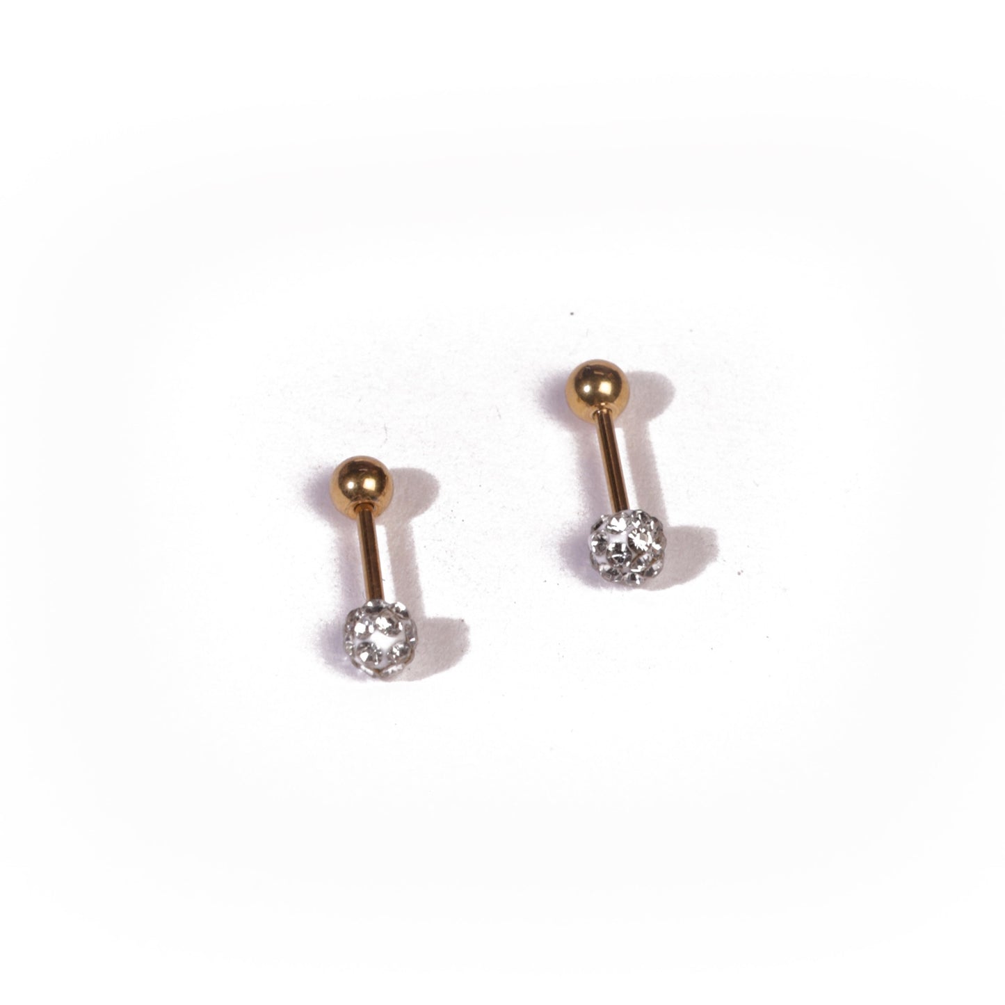 Sparkle Gold Ball Stud Earrings - Pierced