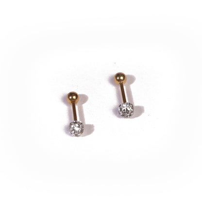 Sparkle Gold Ball Stud Earrings - Pierced