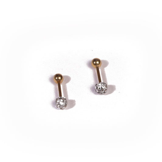 Sparkle Gold Ball Stud Earrings - Pierced