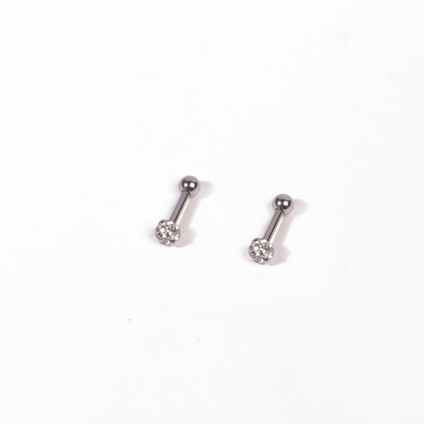Sparkle Silver Ball Stud Earrings - Pierced