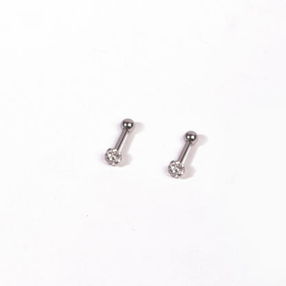 Sparkle Silver Ball Stud Earrings - Pierced